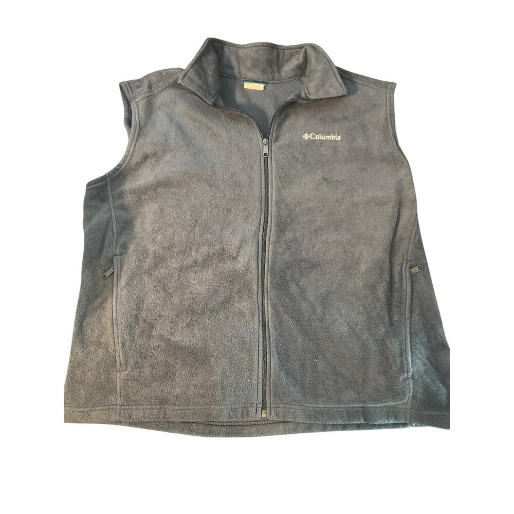 Columbia Mens Fleece Vest Navy Blue Full Zip Sleeveless Outerwear Pockets Sz XXL